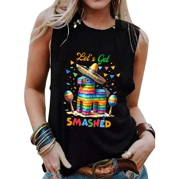 Women's Lightweight Sleeveless Tank Top Breathable Print Tee for Everyday Casual Wear