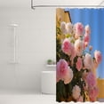 thumbnail image 3 of Pink Floral Shower Curtain, Rustic Shower Curtain, Rose Flower Shower Curtain Set Waterproof Bath Curtain Bathroom Decor with 12 Hooks, 72x72 inches (White), 3 of 6