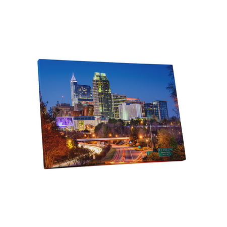 Pingo World City Skylines 'Raleigh North Carolina at Night' Gallery Wrapped Canvas Wall (Best City Skylines In The World)