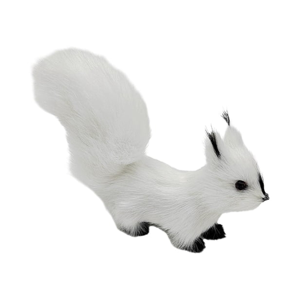 Adorno de ardilla de peluche. Ardilla de peluche para mesa de fiesta navideña. blanco
