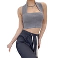thumbnail image 4 of Lucakuins Chaleco de punto para mujer, sin mangas, cuello halter, sólido, ajustado, top corto de verano para fiesta de club Lucakuins  moda, 4 of 9