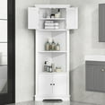thumbnail image 2 of Tall Bathroom Storage Cabinet, Corner Cabinet with Doors and Adjustable Shelf, MDF Board, White, 2 of 8