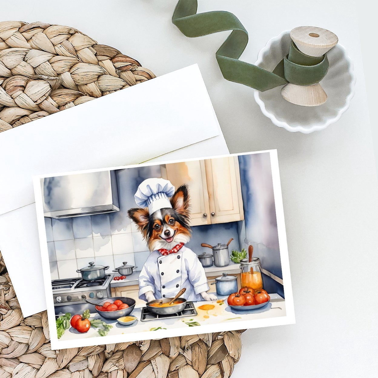 Papillon The Chef Greeting Cards Pack of 8 7 in x 5 in