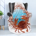 thumbnail image 4 of Seashells Soft Flannel Fleece Throw Blanket, Crab Spiral Seashells and Red Coral Frame Aquarium Claws Nature, Cozy Plush for Indoor and Outdoor Use, 60" x 80", Dark Orange Burgundy, by Ambesonne, 4 of 5