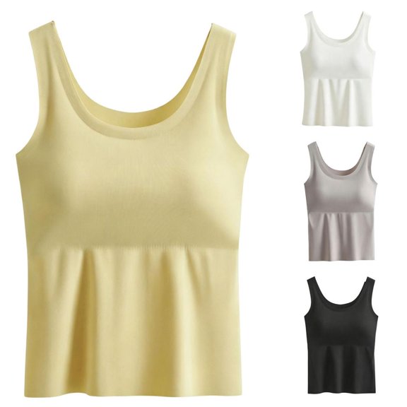 Bxsruta Seamless Tank Top Bra with Built in Shelf Bra for Women Wirefree Comfortable Everyday Wear