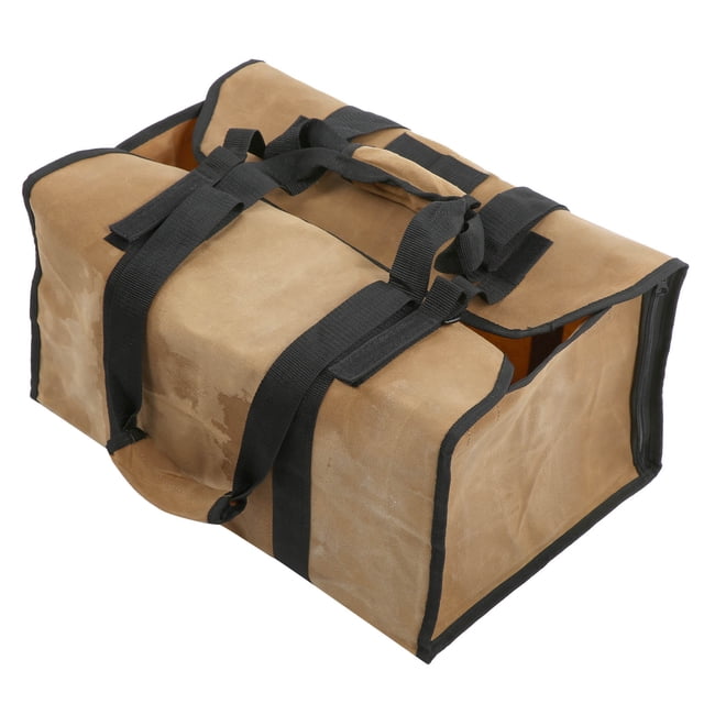 Large Capacity Dual Purpose Canvas Waterproof Logging Bag Yard Firewood Storage Bag Khaki