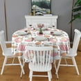 thumbnail image 2 of Pink Baseball Game Snacks Pattern Round Tablecloth 60"x60",Wrinkle Wipeable Table Cloth for Kitchen Dining Room Picnic Patio Party, 2 of 6