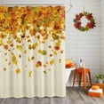thumbnail image 2 of Shower Curtain 66"W x 72"L Thanksgiving Autumn Orange Maple Leaves Fabric Shower Curtains Set with Hooks Water Repellent Bathroom Curtains Machine Washable Bathroom Accessories, 2 of 6