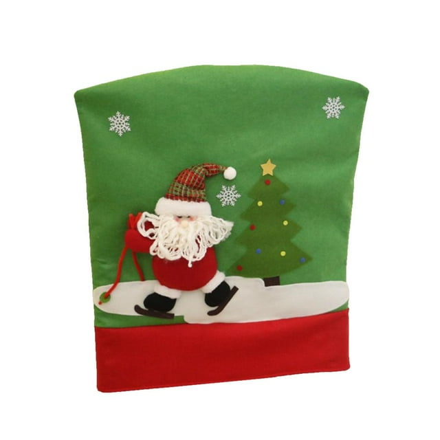 Cubierta de silla de Navidad Sunnimix 50 x 60cm 3D Banquete Cena Deco Claus Muñeco de nieve Alce Papá Noel