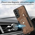 thumbnail image 5 of Phone Case for Samsung Galaxy S21 5G 6.2 inch Wallet Cover with Tempered Glass Screen Protector and Wrist Strap Lanyard RFID Credit Card Holder Ring Stand Cell Accessories S 21 21S G5 Women Men Brown, 5 of 13