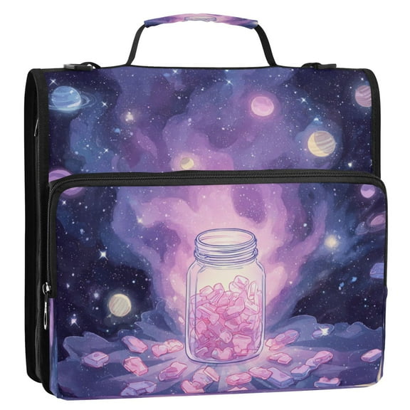 Zipper Binder 3 Rings Stationery Office Files Daily Organizer File Folder Storage Bag Ethereal Galaxy