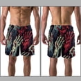thumbnail image 3 of luoweisi Men's Beach Shorts Quick Dry Swim Trunks with Mesh Lining Halloween Scary Hands S, 3 of 5