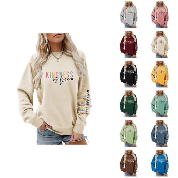 Women's Sweatshirt 2025 Fall Winter Trendy Crewneck Graphic Sweat Shirts Pullover Tops