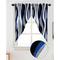 thumbnail image 3 of Ombre Swag Valance Curtains Abstract Geometric Ombre Gray Black And Blue Rod Pocket Kitchen Curtains Scalloped Window Treatment Valances Swag Curtains For Living Room 1 Pair 36"w X 63"l, 3 of 8