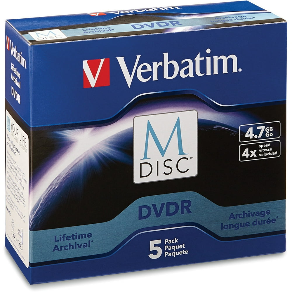 M-Disc DVDR 4.7GB 4X with Branded Surface - 5 Pack Jewel Case Box ...