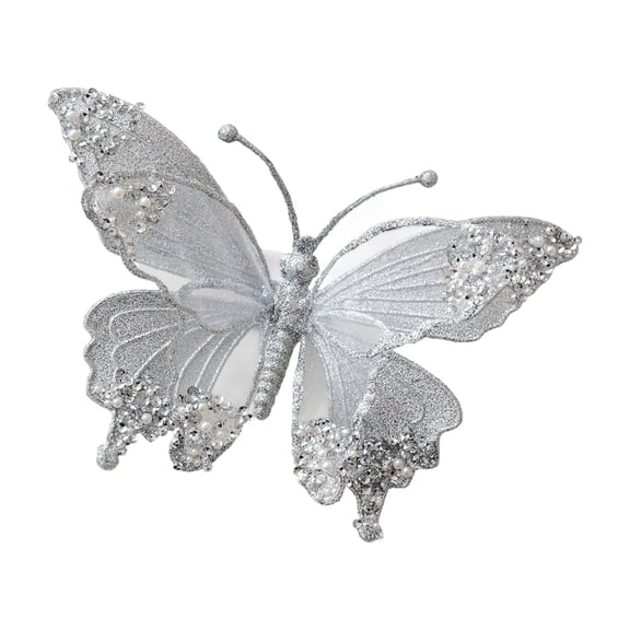 25Cm Sparkling Meshes Butterfly Tree Shatter-Resistant Holiday Mantel Window Decoration