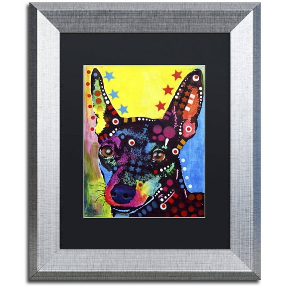 Trademark Fine Art "Miniature Pinscher" Canvas Art by Dean Russo, Black Matte, Silver Frame