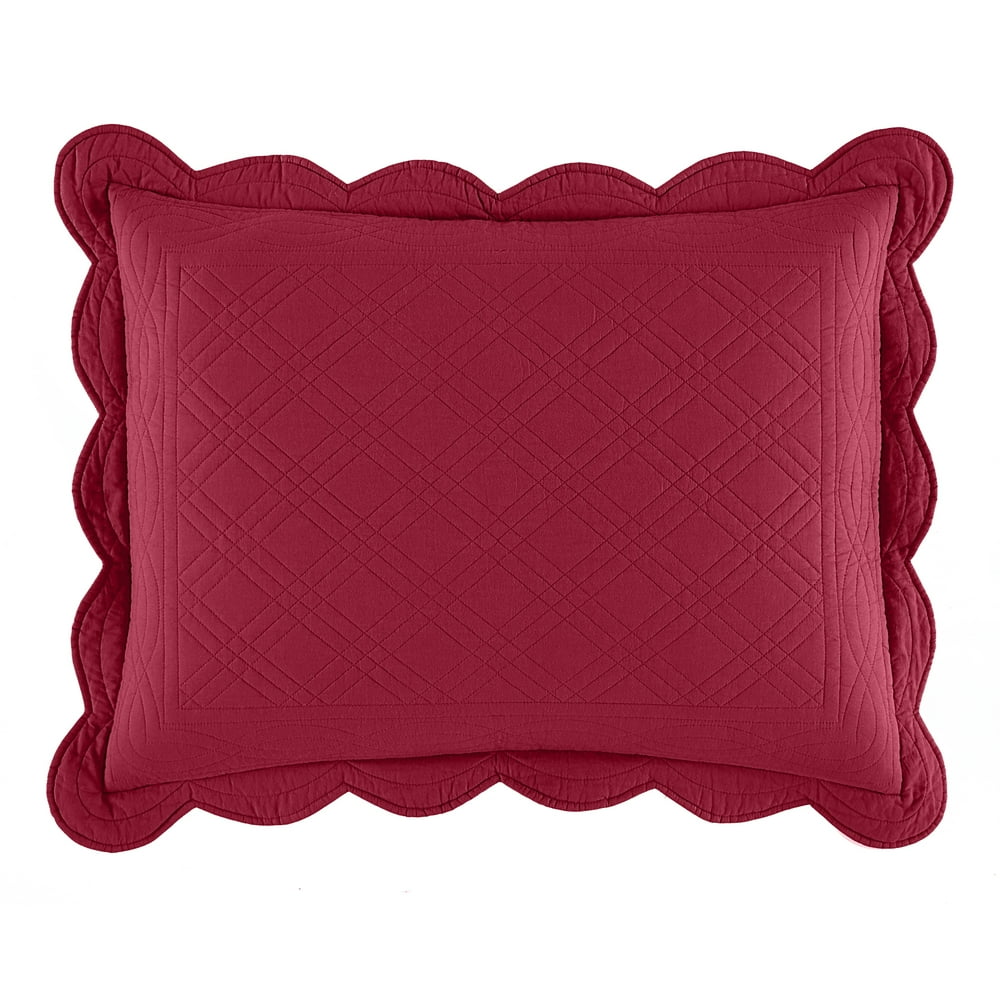 BrylaneHome Florence Sham Pillow Standard, Burgundy Red