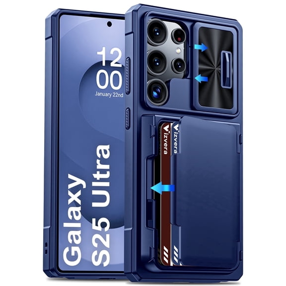 Oupeigar for Samsung Galaxy S25 Ultra Case Wallet RFID [Cards Holder][Camera Cover][Edge Raised] Rugged Shockproof Silicone Protective Phone Case-Blue
