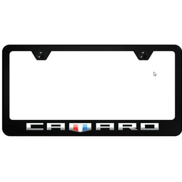 Chevy Camaro Shield UV Print Polycarbonate License Plate Frame (Black)