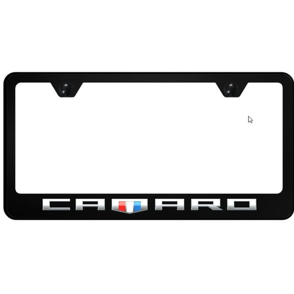 Chevy Camaro Shield UV Print Polycarbonate License Plate Frame (Black)
