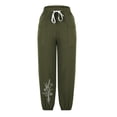 thumbnail image 4 of DeHolifer Linen Capris for Women 2024 Lightweight High Waisted Cropped Pants Casual Loose Wide Leg Trousers with Pockets Army Green L, 4 of 4
