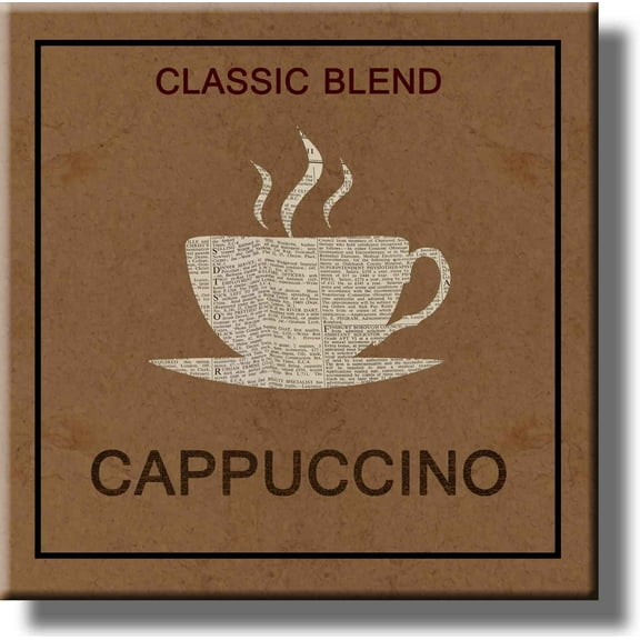 Cup of Cappuccino Coffee Picture on Stretched Canvas, Wall Art Décor, Ready to Hang!