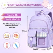 Gmdisc School Backpack for Teens Girls,Large Capacity Fashion School Bag for Kids Lightweight Waterproof Bookbag Daypack for Elementary Middle School Gift,Purple
