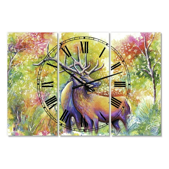 Designart 'Hugging Elk Love' Oversized Cottage Wall Clock
