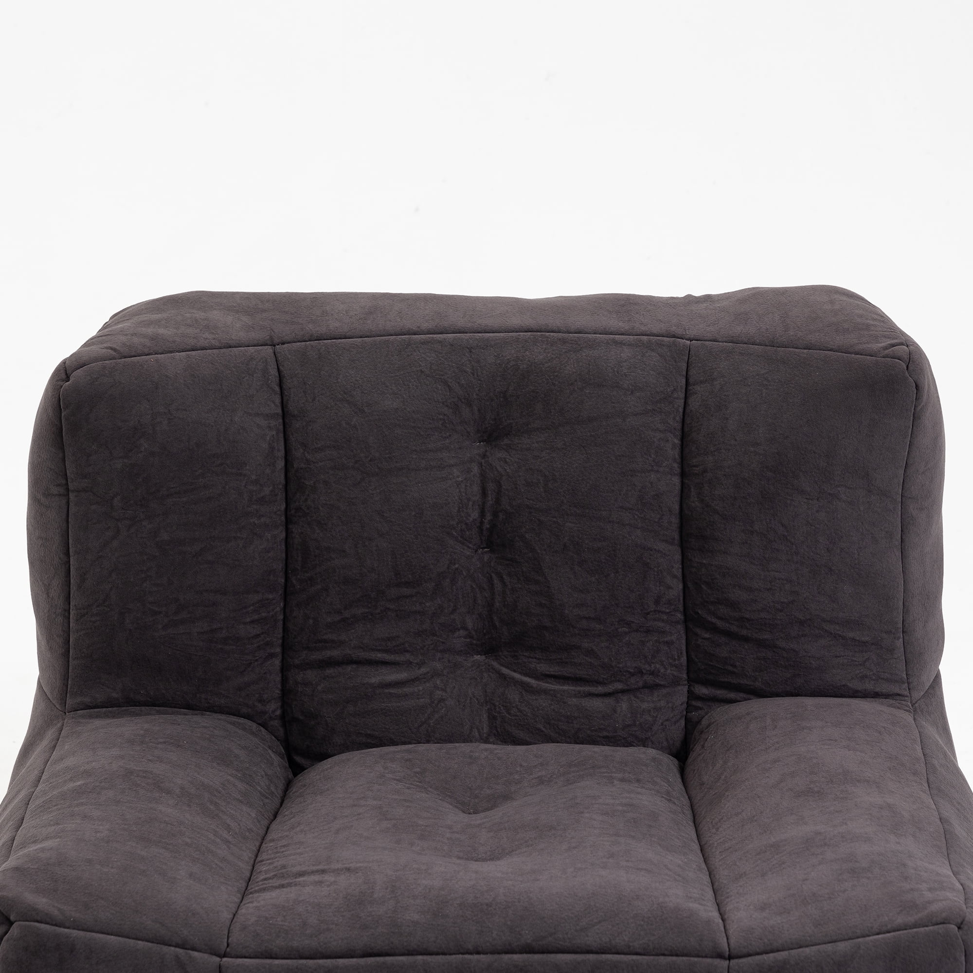 DEALTOPS Fluffy Bean Bag Chair with Ottoman for Adults & Teens, Super Soft Lazy Sofa Chair with Memory Foam for Living Room, Bedroom, Apartment-Black