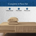 thumbnail image 3 of 800 Thread Count 100% Egyptian Cotton 4-Piece Bed Sheet Set (1 Flat, 1 Fitted Sheet, 2 Pillow Covers) 30 Inches Deep Pocket Size Twin Color Taupe Stripe, 3 of 5