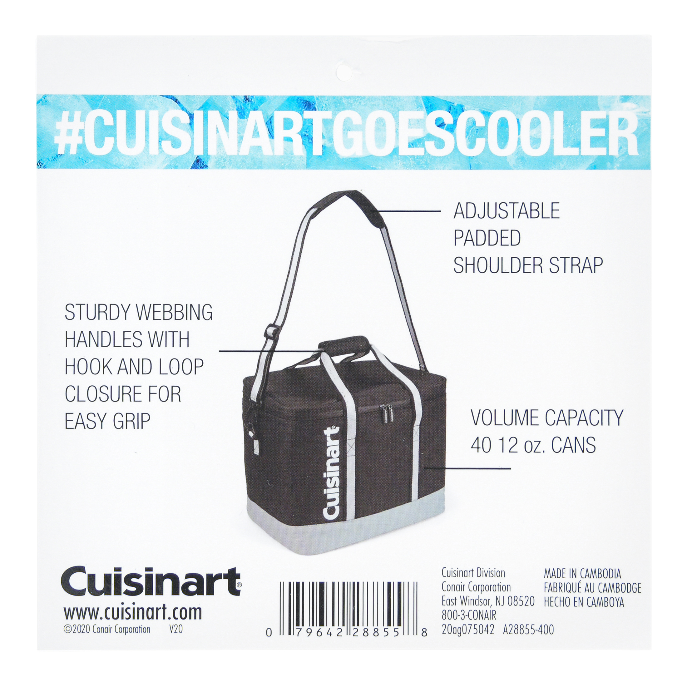 Cuisinart Square Cooler, Black, Holds up to 40-12oz Cans