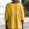 thumbnail image 7 of Lenpel Womens Cotton Linen Tops V Neck 3/4 Sleeve Solid Color Shirts Casual Loose Fit Fashion Lace Patchwork Blouses, 7 of 7