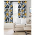 thumbnail image 2 of Tropical Leaf Blackout Curtains for Bedroom Living Room Darkening Curtains 63 Inches Long Orange Blue Palm Plants Summer Pastoral Window Curtain 2 Panels Set Window Treatment Grommet Drapes 52"x63", 2 of 9