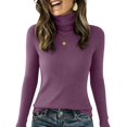 thumbnail image 2 of Hearthz Women's Turtleneck Sweaters Ribbed Mock Neck Fitted Women Long Sleeve Shirts Basic Spring Winter Women Sweatshirt, 2 of 5