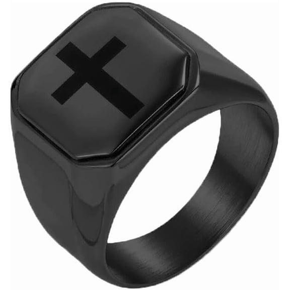 BQF Unisex Simple Cross Retro Ring Stainless Steel Wear with Modern Style Rings