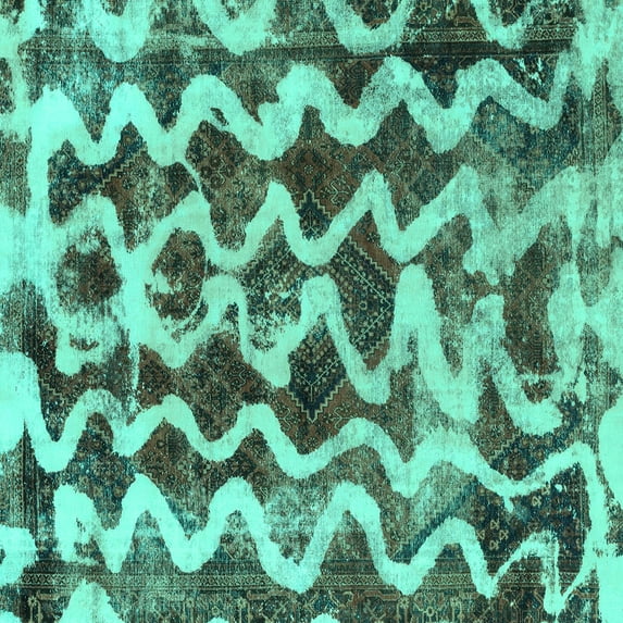 Ahgly Company Indoor Square Abstract Turquoise Blue Modern Area Rugs, 3' Square