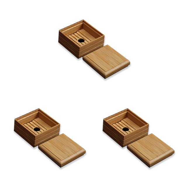 Kearding Bamboo Soap Box Sturdy Convenient Container Soap Bathtub Waterproof Durable Accessories Dish Storage Rack Shower Dish for Hotel Type1 NO1 Kearding CBP585660