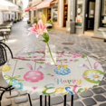 thumbnail image 4 of Easter Eggs Fitted Tablecloth with Elastic Edged, Round Table Cloth for Dining Table, Spring Watercolor Bunny Flower on Linen Waterproof Oil Proof Table Cover for Indoor Outdoor 36"-44", 4 of 8