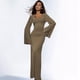 thumbnail image 5 of Vestido de Punto Acanalado para Mujer, Acampanada, Ajustado, Holgado e Informal. Caqui L, 5 of 7