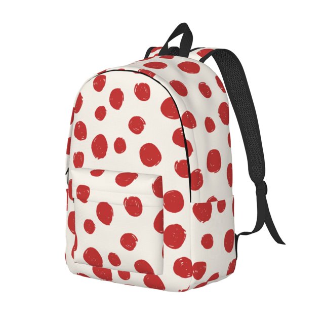 Balery Abstract Red Polka Dot Mochila Clásica Impresa Básica para Viaje, Mochila Escolar Resistente al Agua, Mochila de Lona con Correas Ajustables-Medium