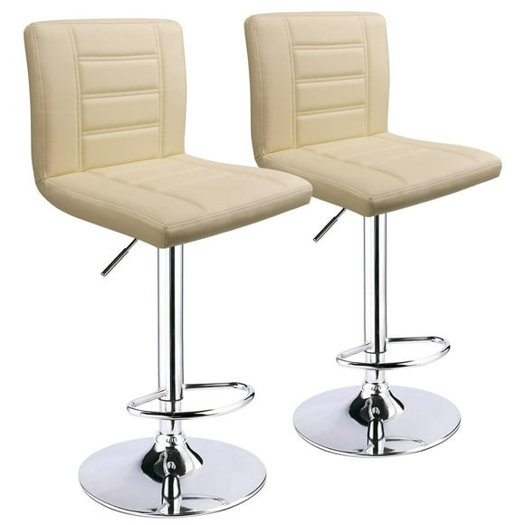 Leopard Bar Stools Set of 2, Modern Adjustable Bar Stool with Back, Straight Line Swivel Barstool (Beige)