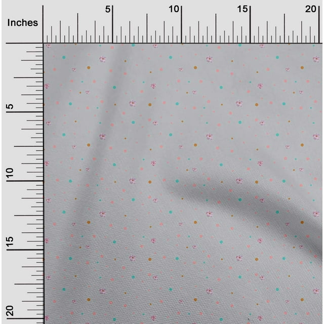oneOone Cotton Silk Fabric Dot & Flower Floral Print Fabric BTY 42 Inch Wide