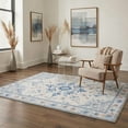 thumbnail image 3 of 2x7 Area Rugs for Hallway Machine Washable Non Slip Runner, Low Pile Lightweight Vintage Floral Print Rug for Laundry Room, Bedroom, Bathroom, Entryway, Dusty Blue Floral, 3 of 4