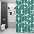 thumbnail image 4 of Vintage Shower Curtain for Bathroom Decor, Ocean Green Wavy Lines Waterproof Fabric Shower Curtain, 66"x72" Set with 12 Hooks, 4 of 9