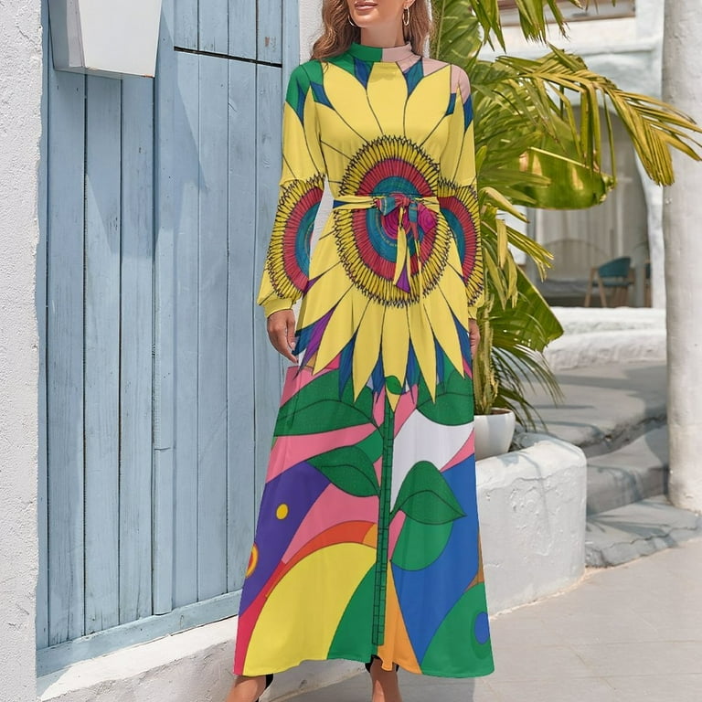chinese dress ladies Lola Blouson Maxi Dress-Rainbow Multigingham