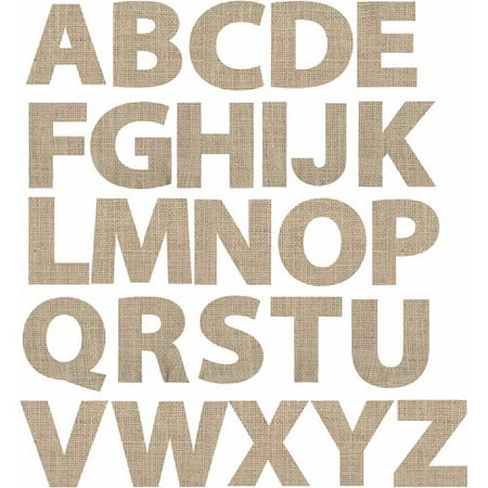 Adhesive Die-Cut Burlap, Alphabet, Natural, 2 Packs