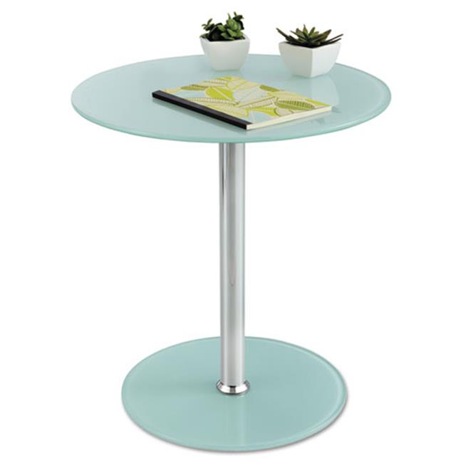 Safco Products 5095WH Glass Accent Table#44; White  Silver
