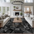 thumbnail image 3 of Large Area Rugs for Living Room Bedroom, Black Geometric 8'x10' Rug Washable Carpet Runner Indoor Outdoor, Contemporary Minimalism Abstract Pattern Non Slip Floor Mats Rug for Kitchen, Patio, 3 of 8