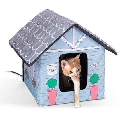 K&H Pet Products Outdoor Heated Kitty House Cat Shelter Cottage Design 22 X 19 X 17 Inches